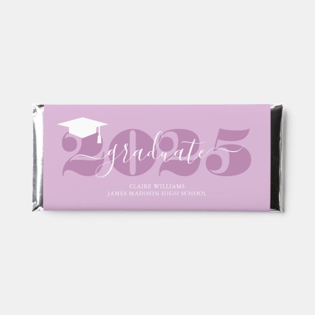 Lavender "2025 Graduate" Personalized Graduation Hershey Bar Favors (Front)