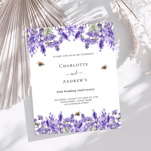 Lavender 25th wedding anniversary invitation