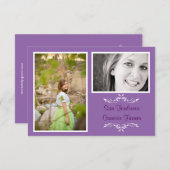 Lavender 2 Photo Simple Collage -3x5 Grad Announce Invitation (Front/Back)