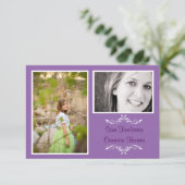 Lavender 2 Photo Simple Collage -3x5 Grad Announce Invitation (Standing Front)