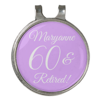 Lavender 60 & Retired Retirement Party Golf Hat Clip