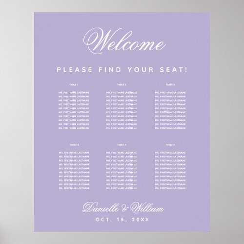 Lavender 6 Table Purple Wedding Seating Chart