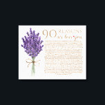 lavender 90 reasons we love you grandma birthday canvas print<br><div class="desc">This is a DO IT YOURSELF XX Reasons why we love you. roses reasons we love you,  editable 50 Reasons,  60th birthday,  editable,  80th birthday,  memories,  love you,  mom,  retire You can edit the main body text. Designed by The Arty Apples Limited</div>