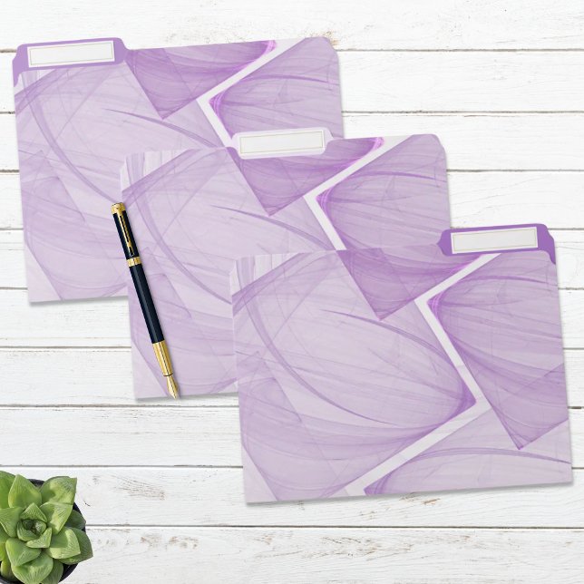 Lavender Abstract Design with White Tabs File Folder (Marbled purple file folders. Two with shades of purple inside. All white tabs. )
