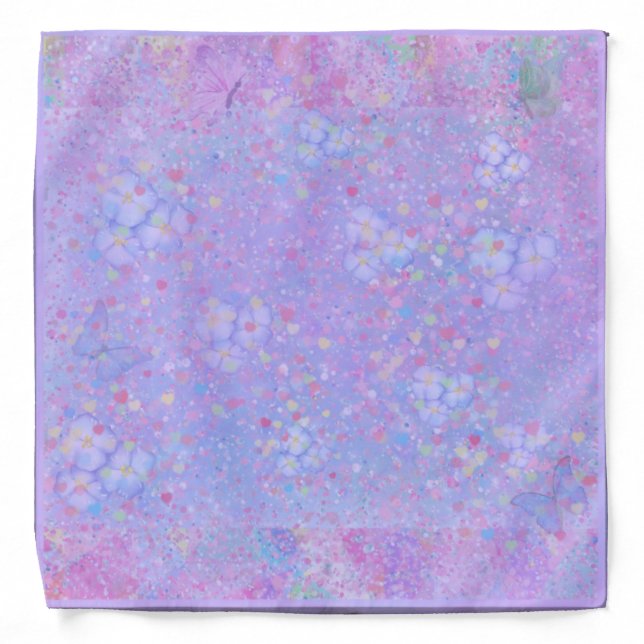 Lavender Adult Size Floral Bandana (Front)