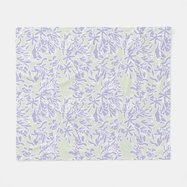 Lavender Agapanthus Flower Sage Green Fleece Blanket (Front (Horizontal))