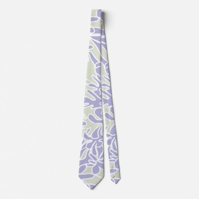 Lavender Agapanthus Flower Sage Green Neck Tie (Front)