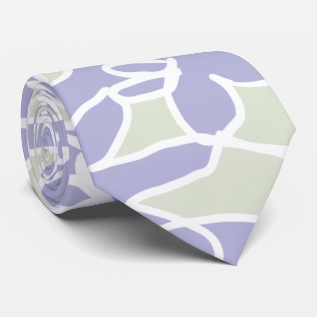 Lavender Agapanthus Flower Sage Green Neck Tie (Rolled)