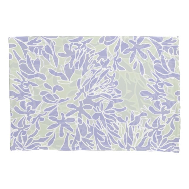 Lavender Agapanthus Flower Sage Green Pillow Case (Front-Left)