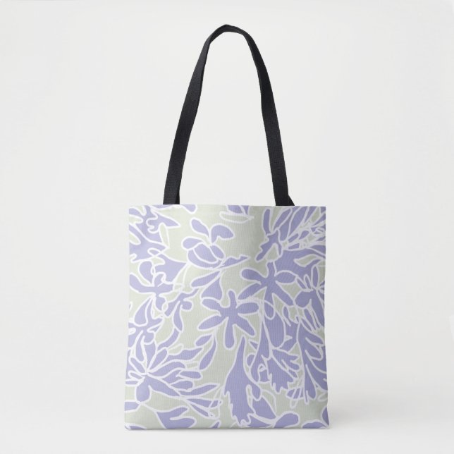 Lavender Agapanthus Flower Sage Green Tote Bag (Front)
