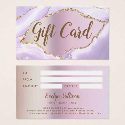 Lavender Agate Faux Pearlescent Foil Gift Card