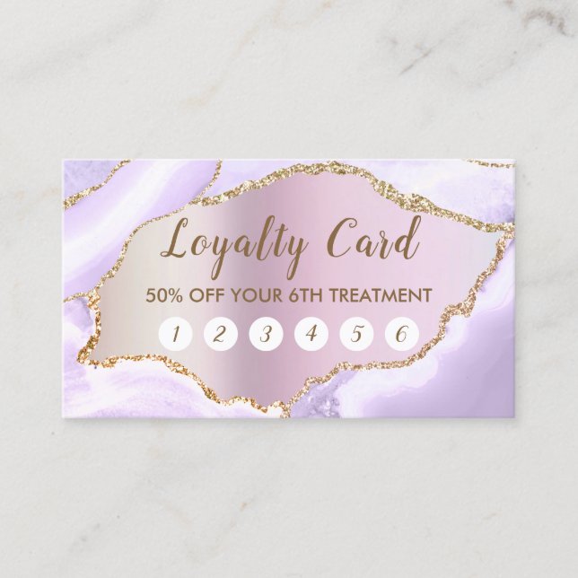 Lavender Agate Faux Pearlescent Foil Loyalty Card (Front)