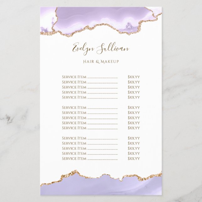 lavender agate price list flyer (Front)