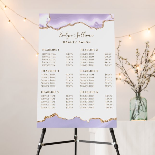 Lavender Agate Price List Foam Board (In Situ (Stand))