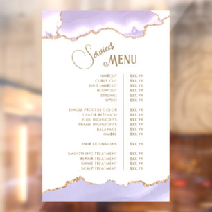 Lavender Agate Services Menu Window Cling