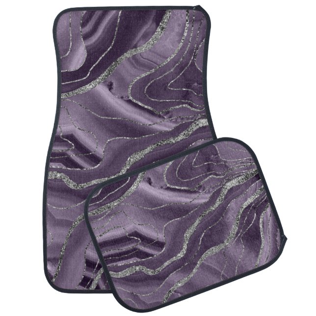 Lavender Agate Silver Glitter Glam #1  Car Floor Mat (Set)