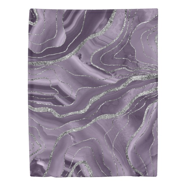 Lavender Agate Silver Glitter Glam #1 Duvet Cover (Front)