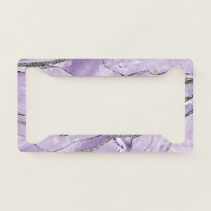 Lavender Agate Silver Glitter Glam #1  License Plate Frame