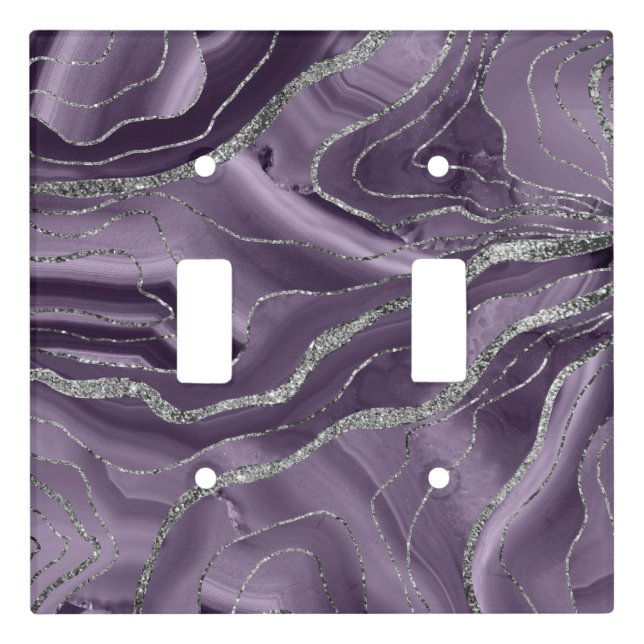 Lavender Agate Silver Glitter Glam #1  Light Switch Cover (Front)