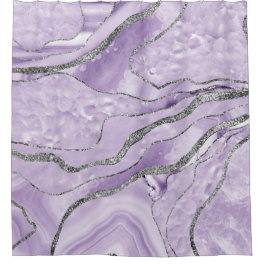 Lavender Agate Silver Glitter Glam #1 Shower Curtain