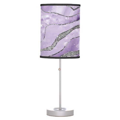 Lavender Agate Silver Glitter Glam 1  Table Lamp
