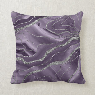 Lavender Agate Silver Glitter Glam #1 Throw Pillow
