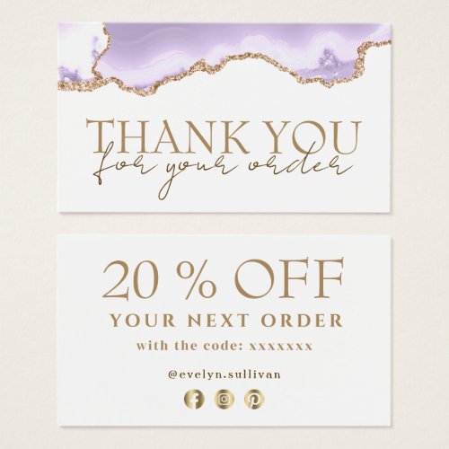 lavender agate thank you discount card