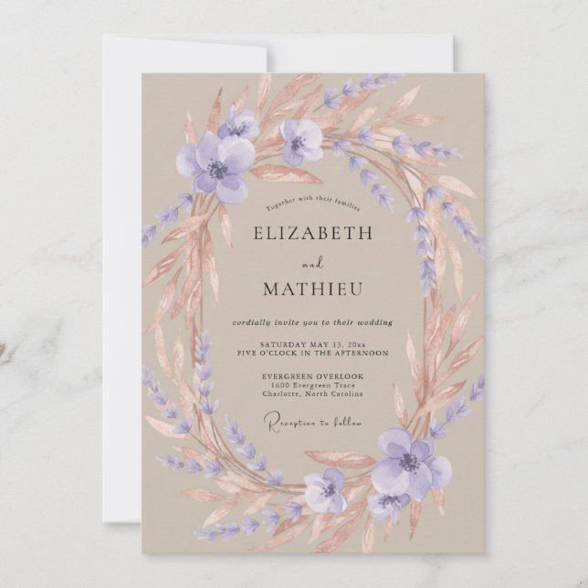 Lavender Airy Blossom Wedding Invitation (Front)