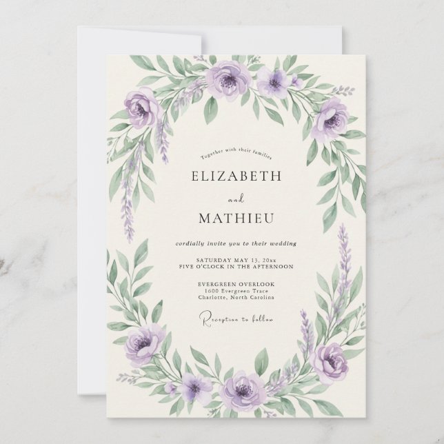 Lavender Airy Romantic Wedding Invitation (Front)