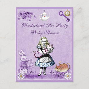 Lavender Alice in Wonderland Tea Party Baby Shower Invitation