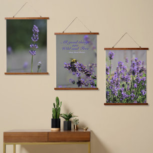 Lavender All Good Things Wild and Free Bumblebee Hanging Tapestry