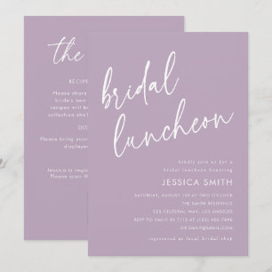 Lavender All-in-One QR Code Bridal Luncheon Invitation