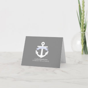 Lavender Anchor Nautical Baby Shower Letterpress Thank You Card
