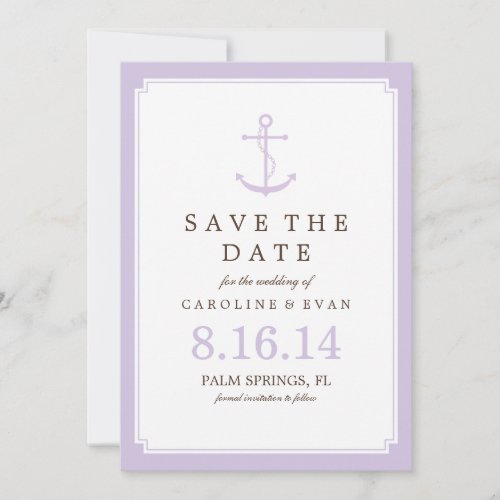 Lavender Anchor Wedding Save the Date