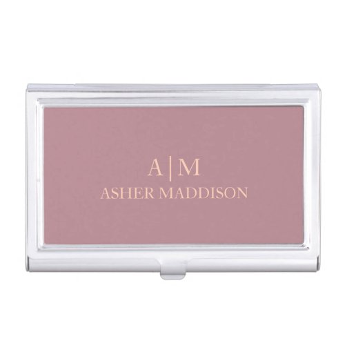 Lavender And Apricot Elegant Minimal Monogram  Business Card Case