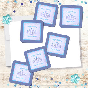 Lavender and Aqua Princess Tiara Birthday Party  Square Sticker