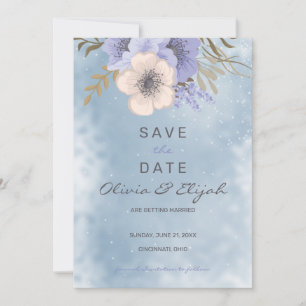 Lavender And Beige Flowers Save The Date