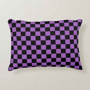 Lavender and Black Checkered Pattern  Accent Pillow