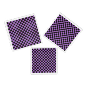 Lavender and Black Checkered Pattern Acrylic Tray