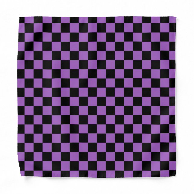Lavender and Black Checkered Pattern  Bandana (Front)