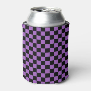 Lavender and Black Checkered Pattern  Can Cooler