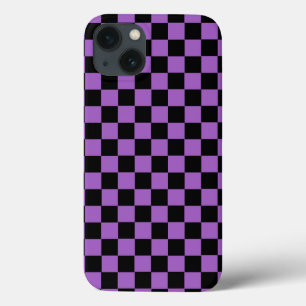 Lavender and Black Checkered Pattern   iPhone 13 Case