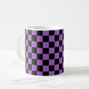 Lavender and Black Checkered Pattern Coffee Mug