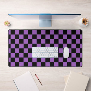 Lavender and Black Checkered Pattern Desk Mat