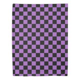 Lavender and Black Checkered Pattern Duvet Cover