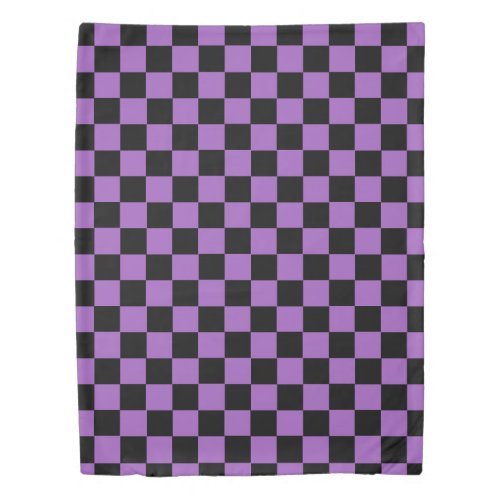 Lavender and Black Checkered Pattern  Duvet Cover