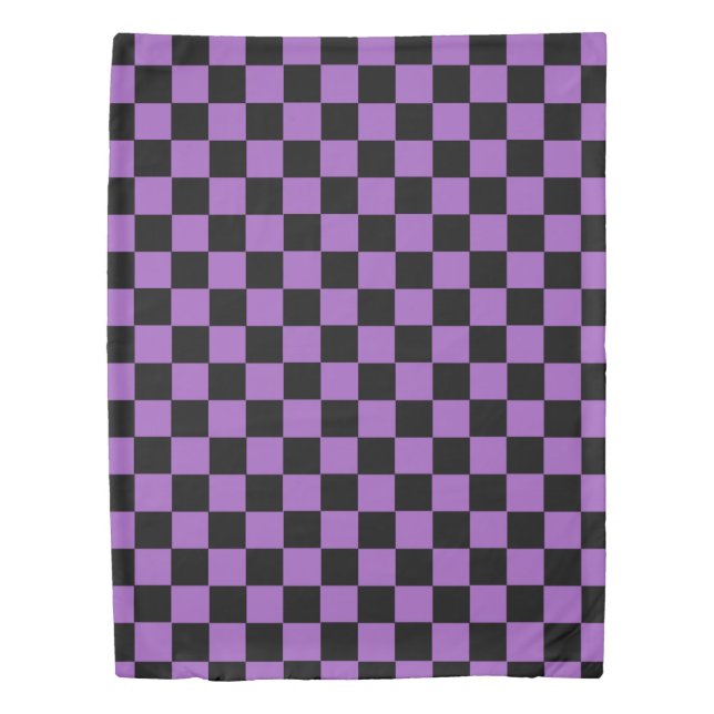 Lavender and Black Checkered Pattern  Duvet Cover (Front)