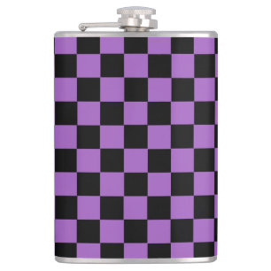 Lavender and Black Checkered Pattern  Flask