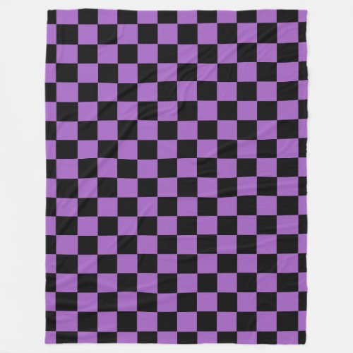 Lavender and Black Checkered Pattern   Fleece Blanket