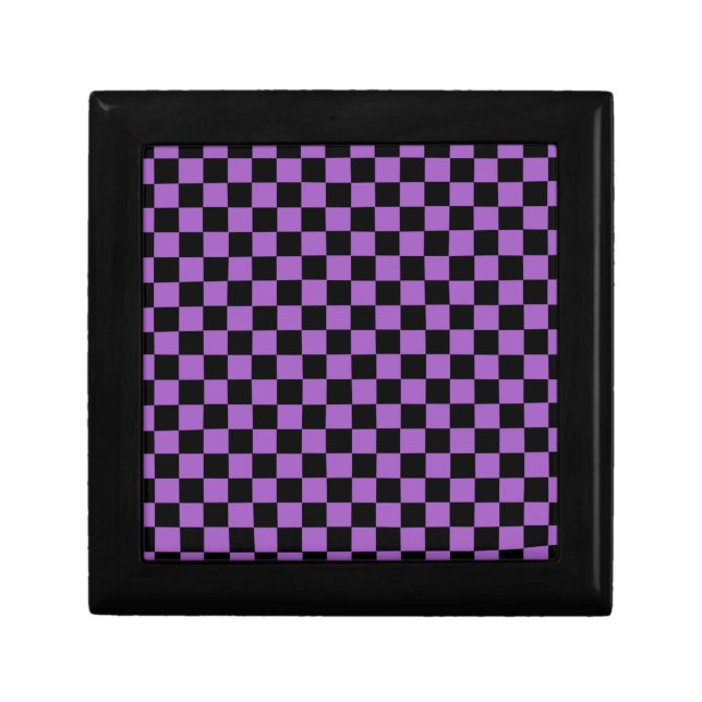 Lavender and Black Checkered Pattern  Gift Box (Front)